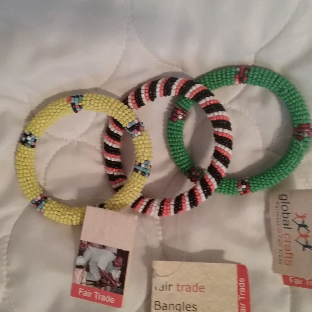 MAASAI BEAD BANGLES, SET OF 3